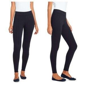 LANDS' END Size X-Small 2 4 Black Leggings Ponte Knit Stretch Compression Ankle